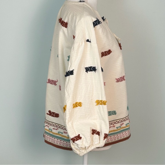 Lou & Grey for Loft Getaway Embroidered Balloon-Sleeve Peasant Top - Picture 8 of 12